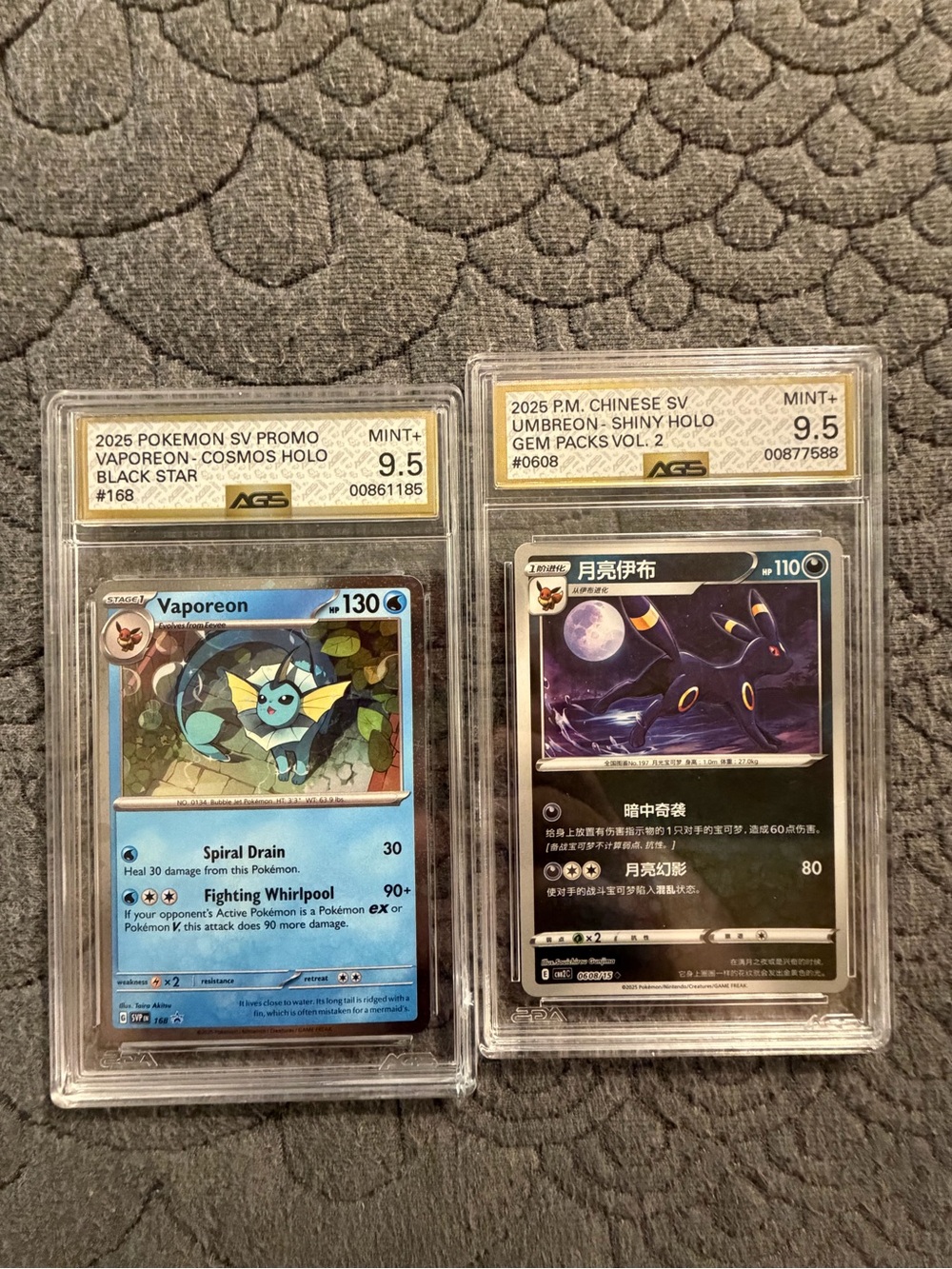 Pokemon Vaporeon & Umbreon Shiny Holo Graded Cards (Blue & Black)